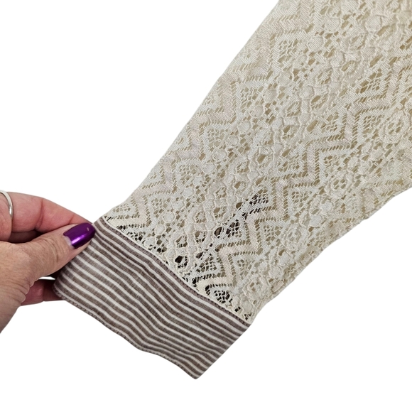 A'REVE Striped Lace Button Up Shirt - Picture 5 of 9